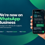 LVL1 WhatsApp Business announcement showing a smartphone with the LVL1 business profile, alongside the message “We’re now on WhatsApp Business”.